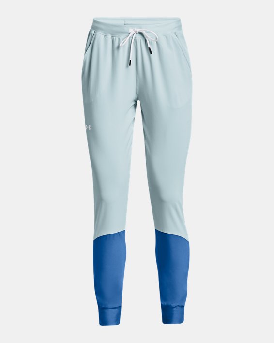 Women's UA Armour Sport Woven Colorblock Pants, Blue, pdpMainDesktop image number 4